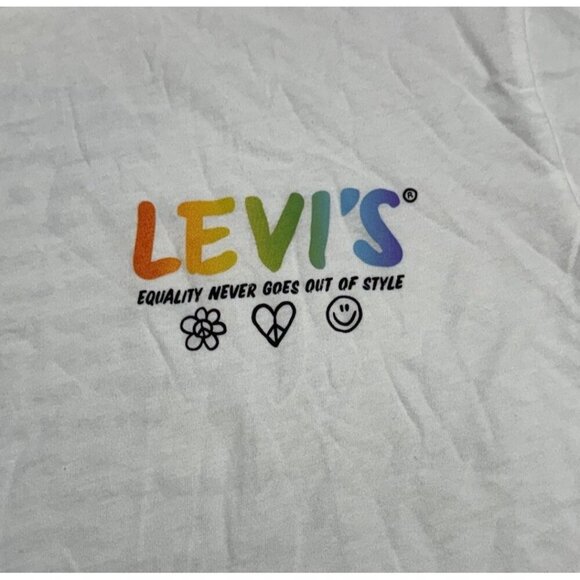 Levi's Sz L T-shirt Shirt Pride Community White 100 % Cotton Levis Classic - Picture 4 of 8